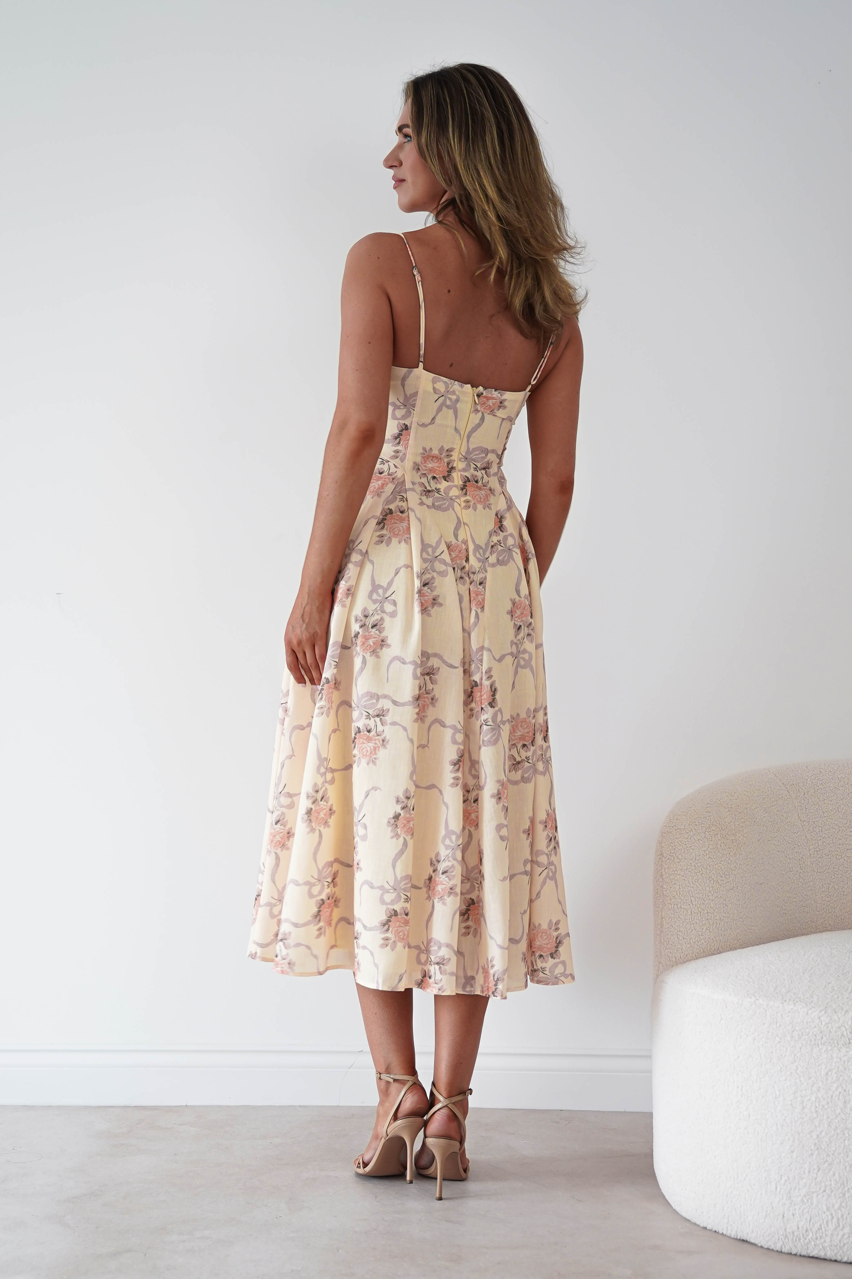 Oh Hello Clothing Women > Clothing > Dresses Tess Floral Print Skater Midaxi Dress | Yellow