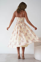 Oh Hello Clothing Women > Clothing > Dresses Tess Floral Print Skater Midaxi Dress | Yellow
