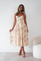 Oh Hello Clothing Women > Clothing > Dresses Tess Floral Print Skater Midaxi Dress | Yellow