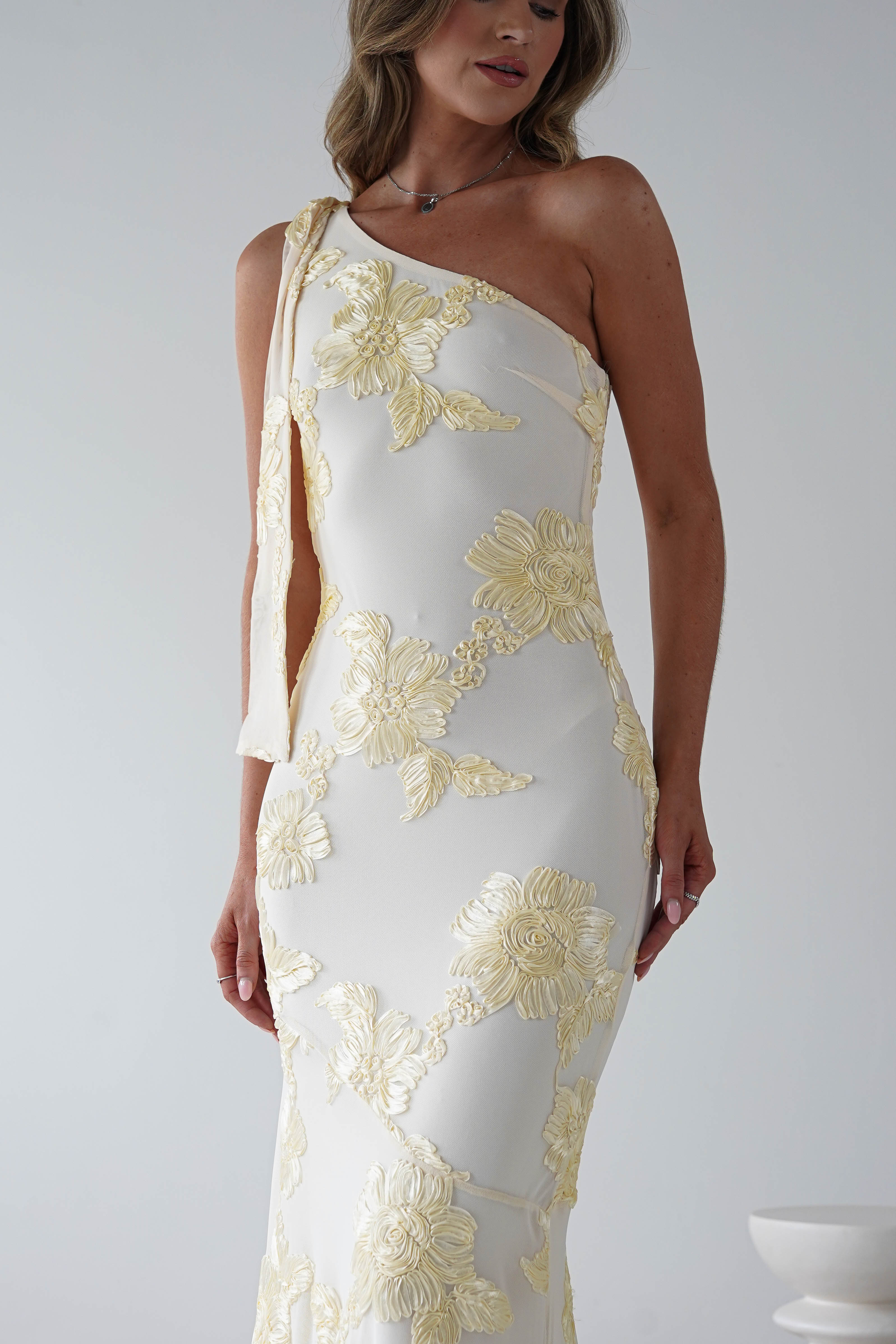 Thelma Floral Textured Maxi Dress | Light Yellow | Oh Hello Clothing | S (8)