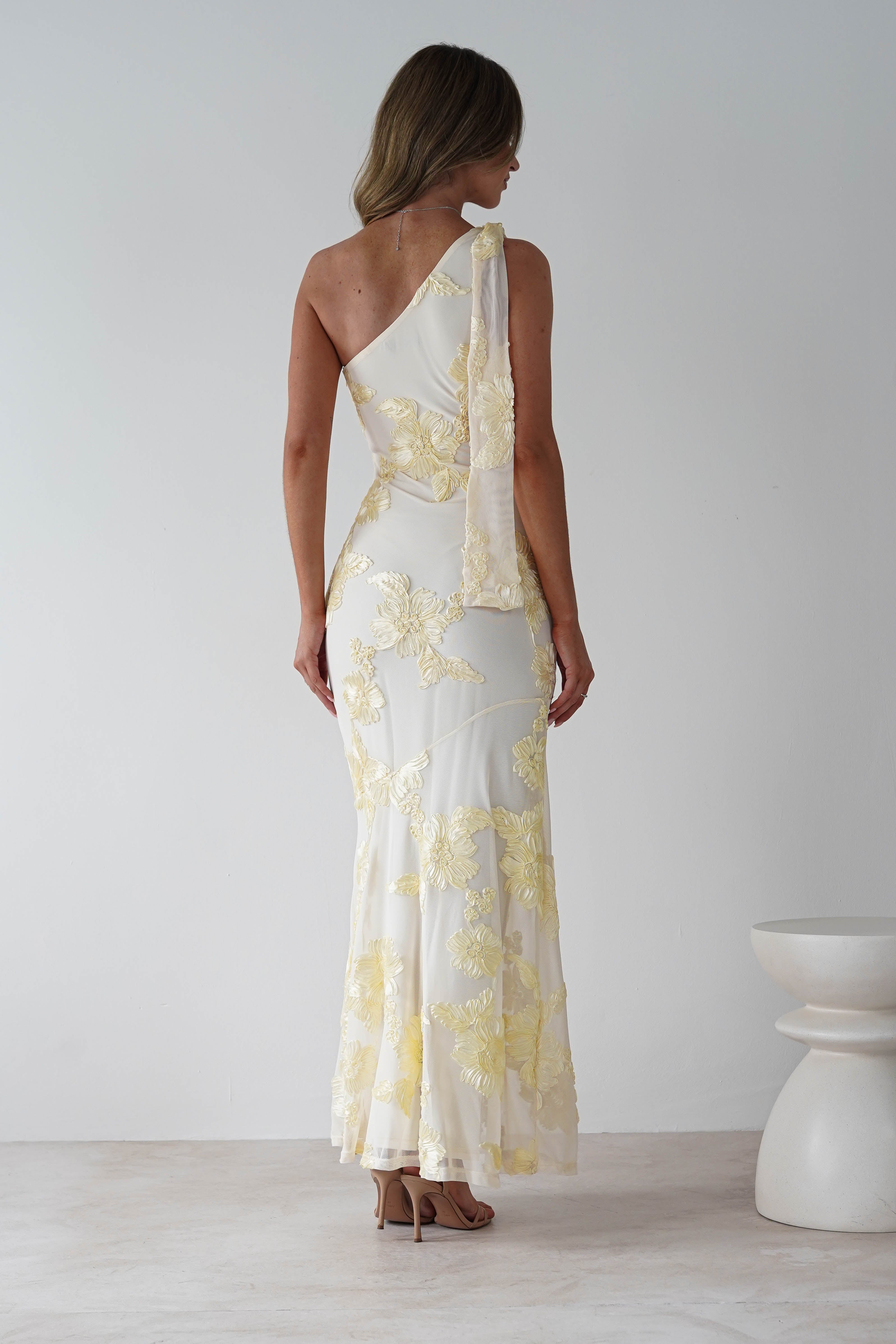Thelma Floral Textured Maxi Dress | Light Yellow | Oh Hello Clothing | S (8)