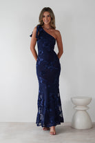 Thelma Floral Textured Maxi Dress Navy | Wedding Guest Dress | Maxi | Oh Hello Clothing