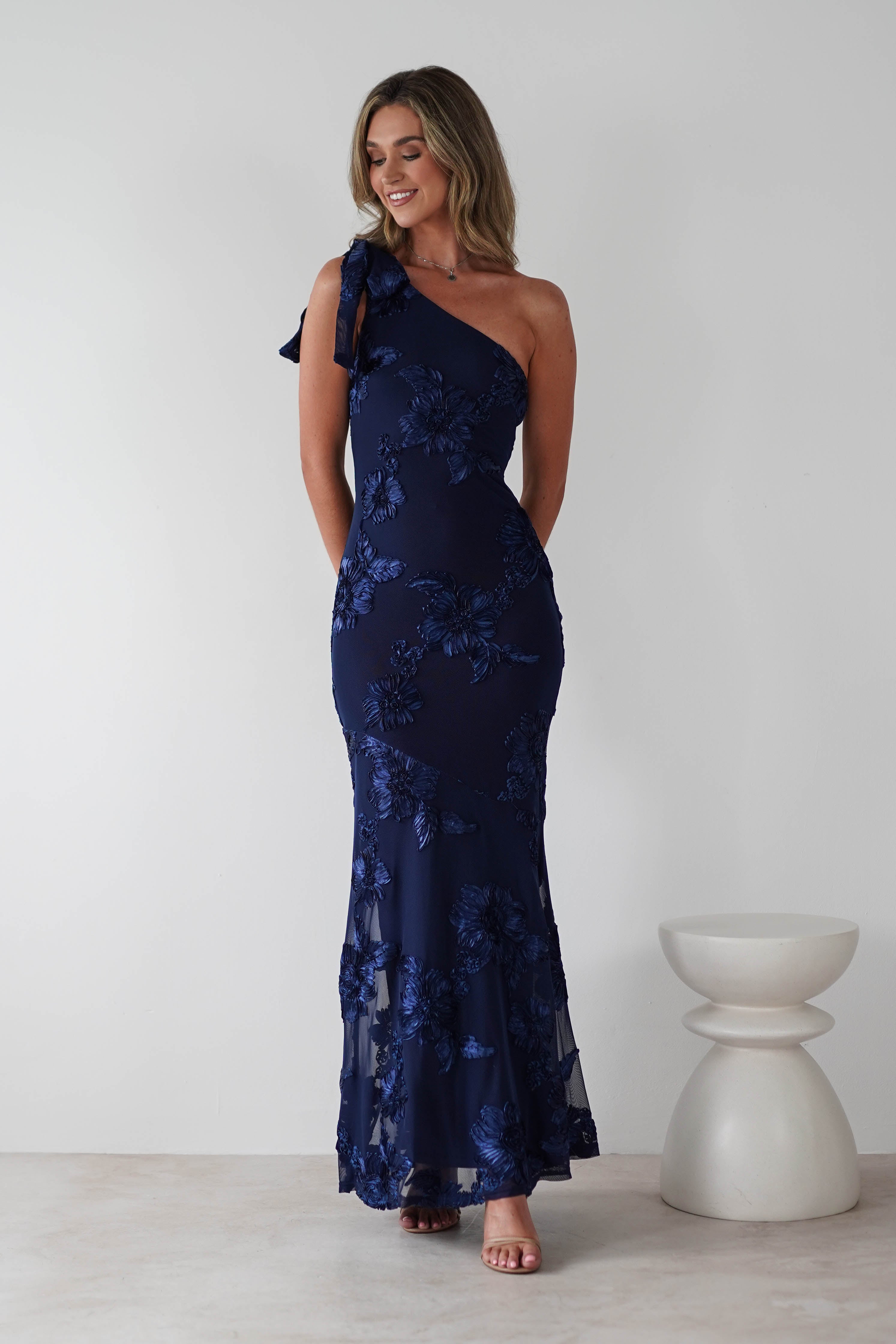 Thelma Floral Textured Maxi Dress | Navy | Oh Hello Clothing | S (8)