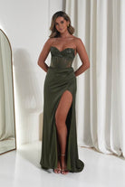 Oh Hello Clothing Debs & Prom Dresses 1*Done-Theodora Strapless Embellished Gown | olive