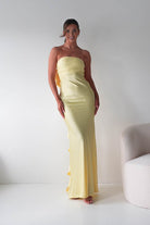 Oh Hello Clothing Dresses > Prom Dresses Therese Bow Detail Satin Maxi Dress | Yellow