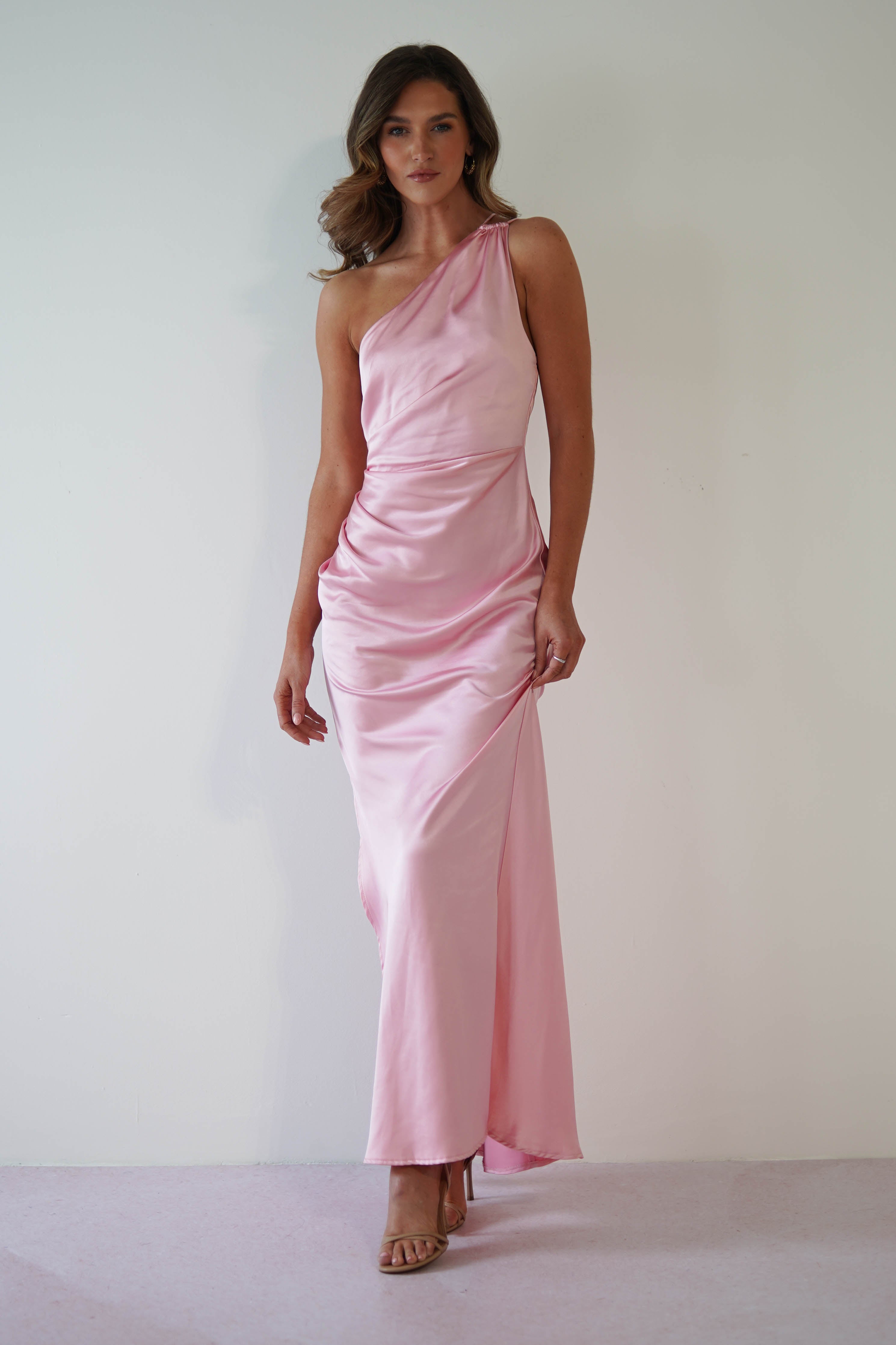 Thessy Soft Satin Maxi Dress | Pink
