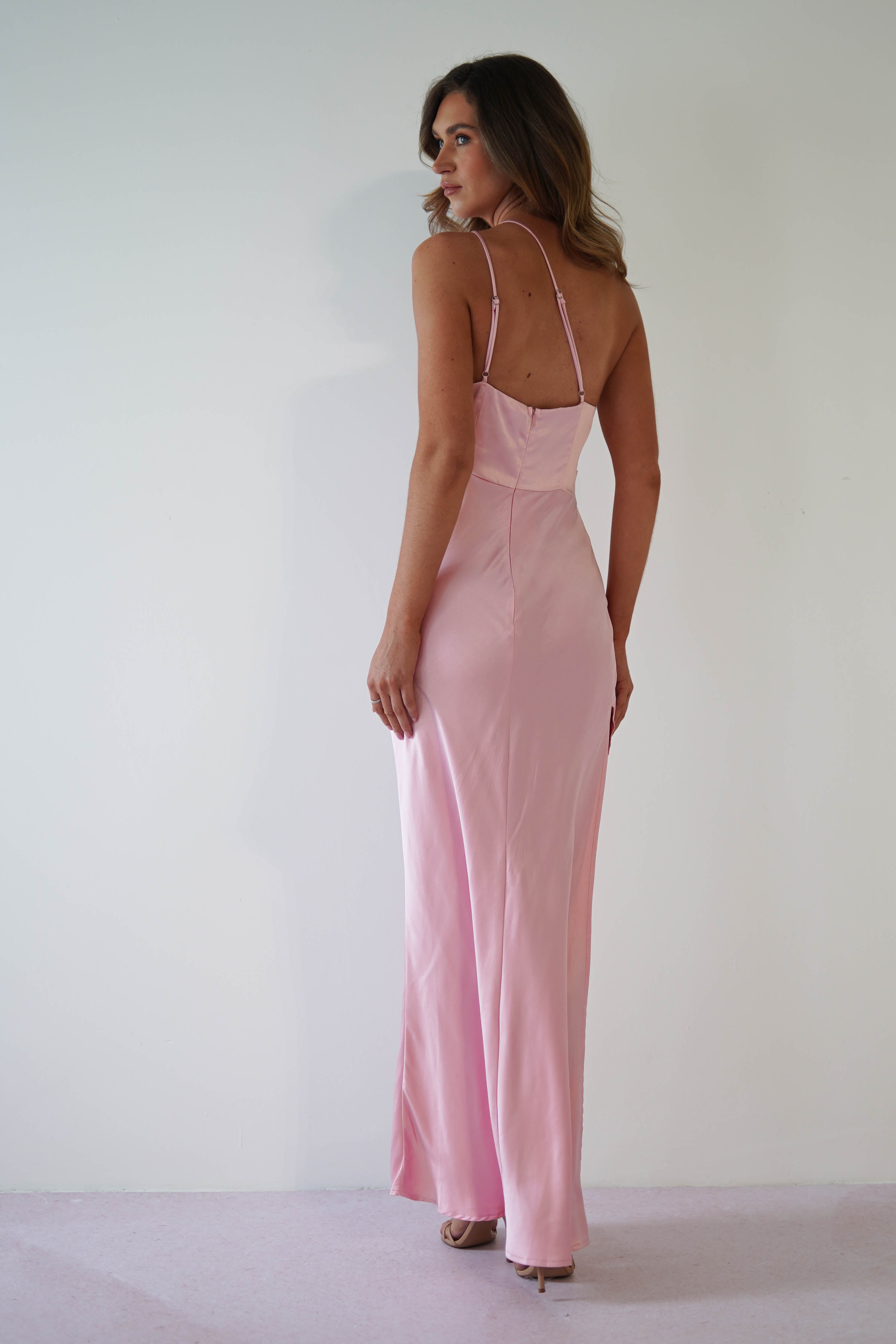 Thessy Soft Satin Maxi Dress | Pink