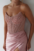 Tiarna Embellished Glitter Gown | Dusty Pink | Debs & Prom | Formal Gown | Oh Hello Clothing