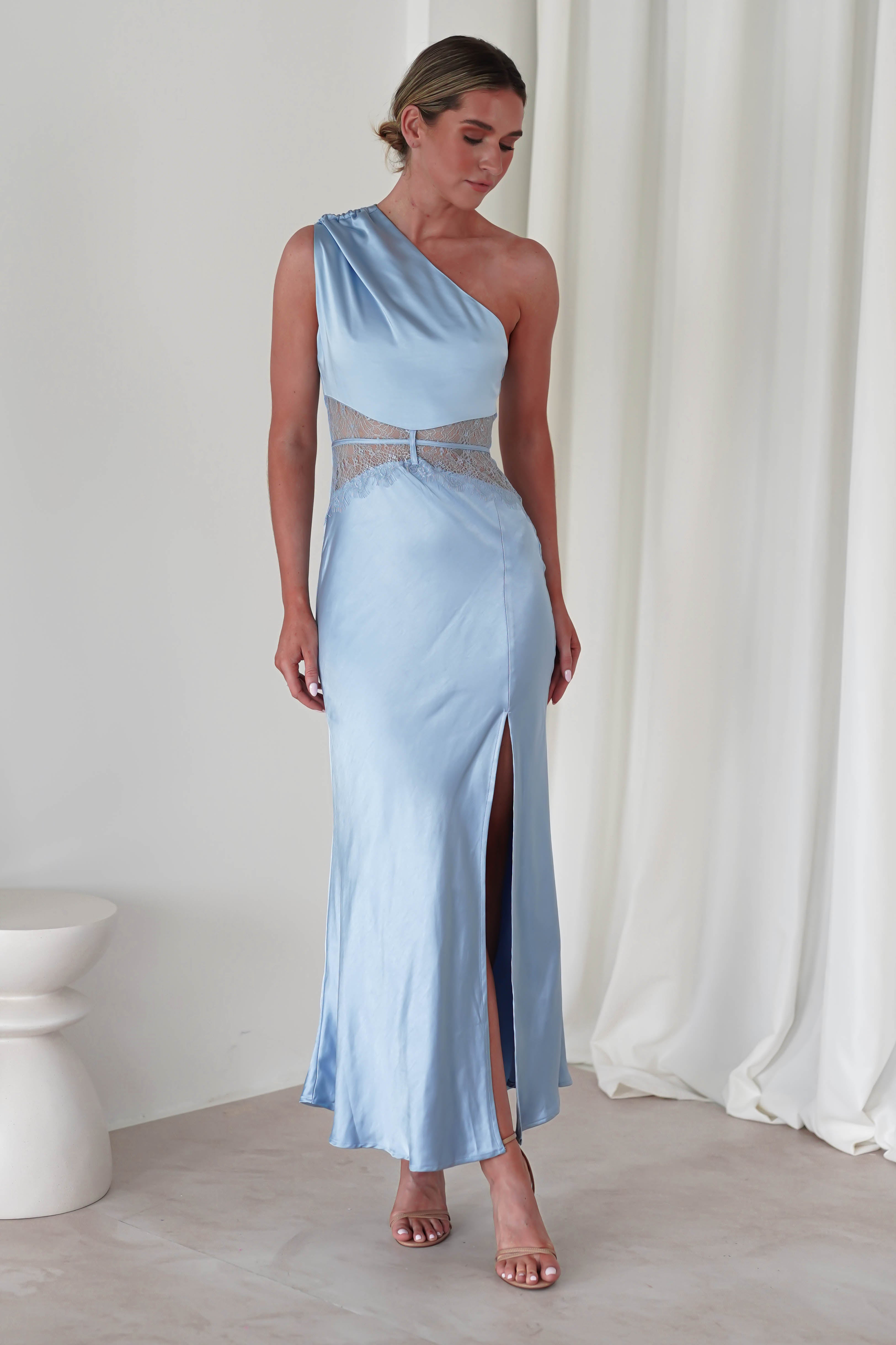 Valentina Soft Satin Maxi Dress | Blue