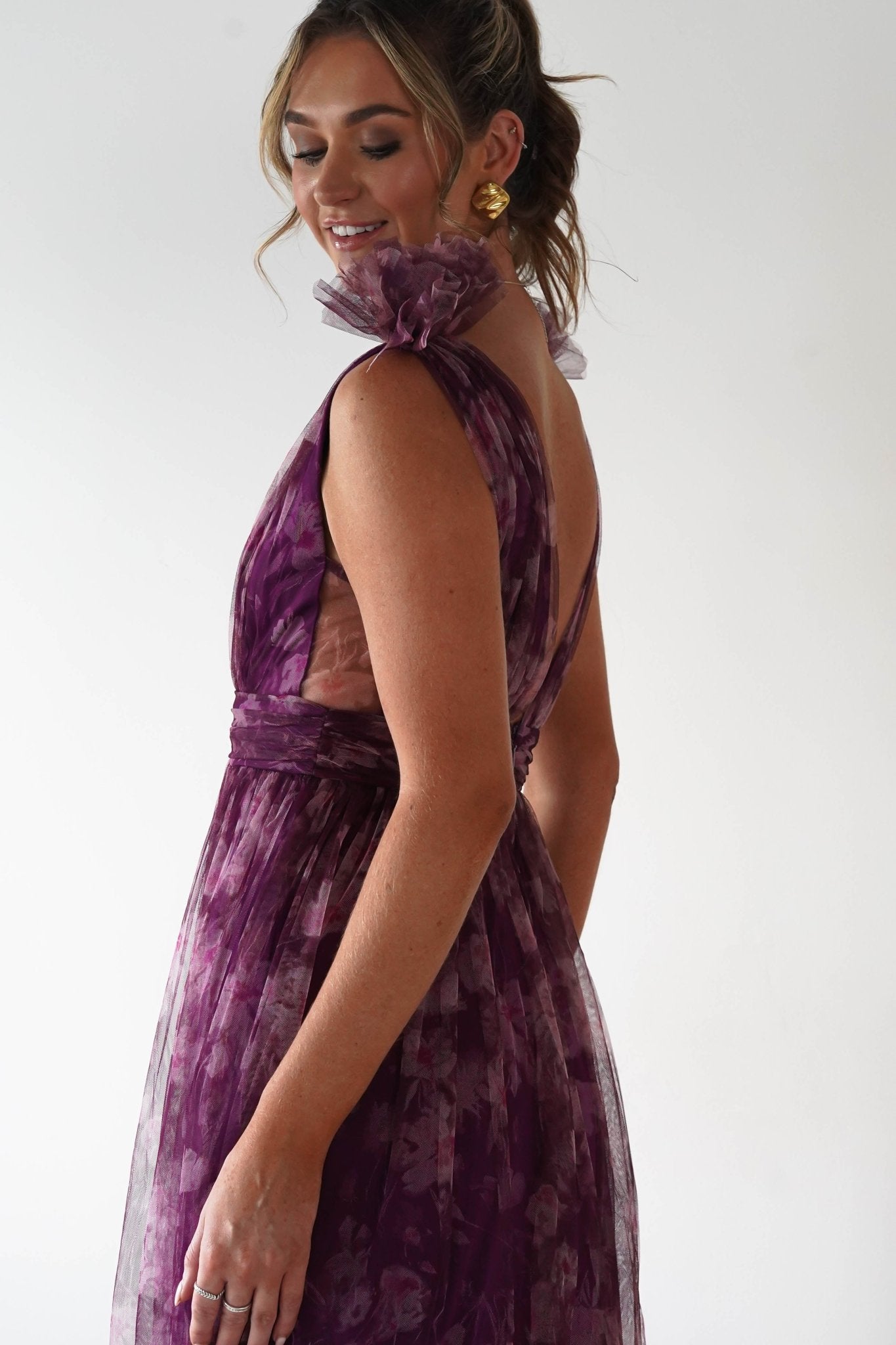 Valentina Tulle Floral Maxi Dress | Plum | Oh Hello Clothing | S (8)