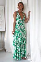 Varana Floral Ruffle Maxi Dress Green | Wedding Guest Dress | Maxi | Oh Hello Clothing