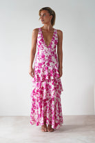 Varana Floral Ruffle Maxi Dress Pink | Wedding Guest Dress | Maxi | Oh Hello Clothing