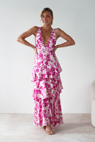 Varana Floral Ruffle Maxi Dress Pink | Wedding Guest Dress | Maxi | Oh Hello Clothing