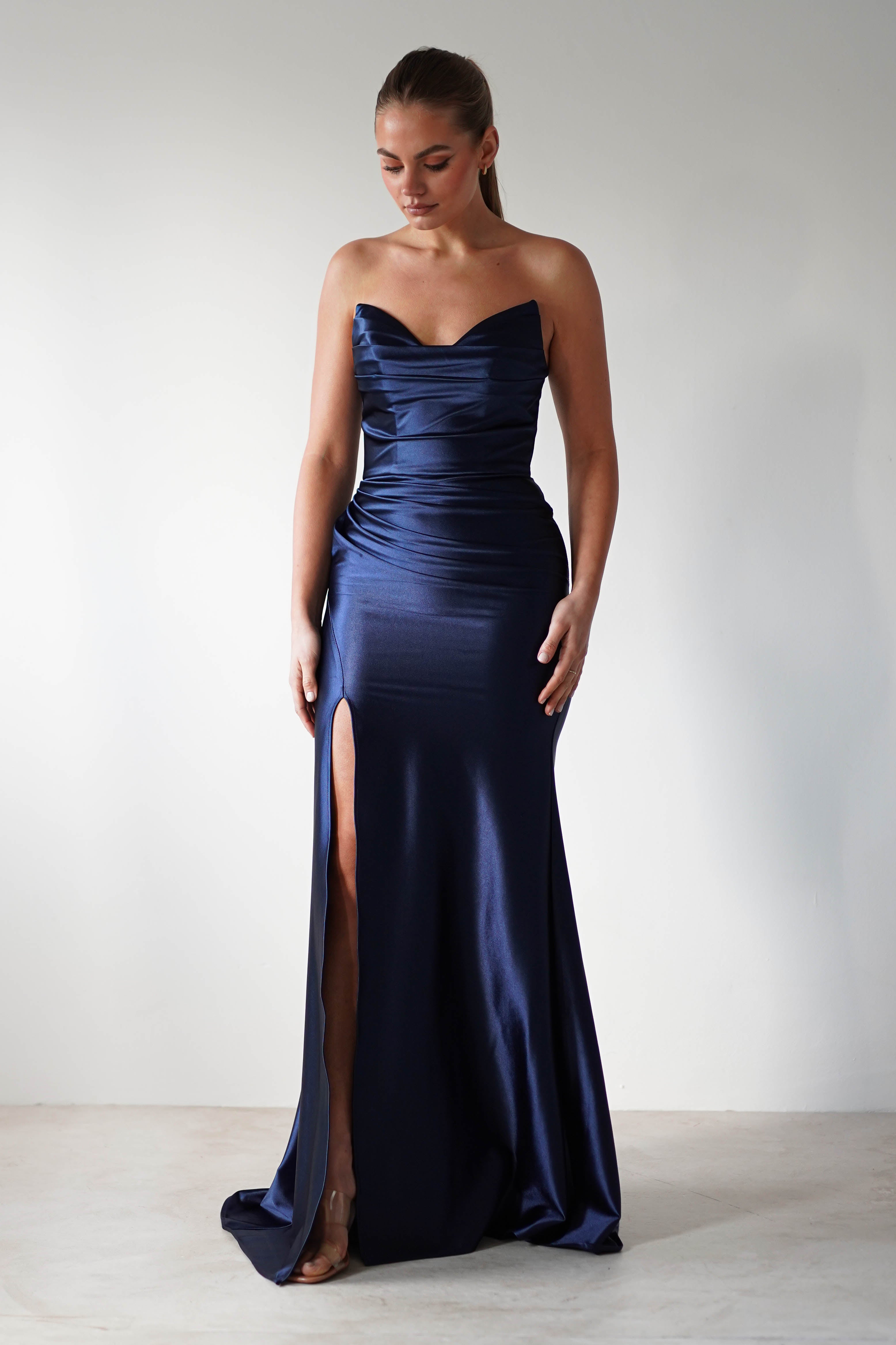 Venice Strapless Bodycon Gown | Navy