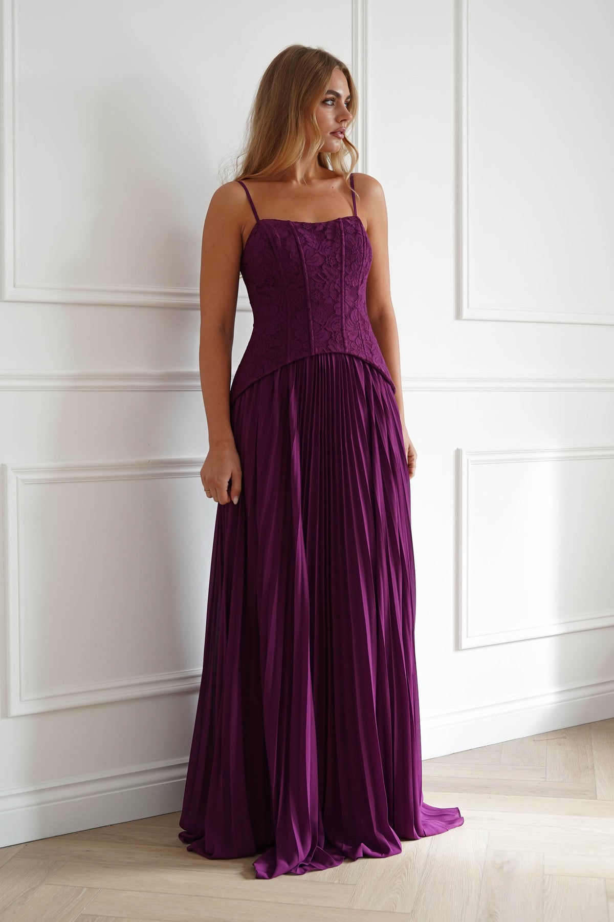 Oh Hello Clothing Women > Clothing > Dresses Victoria Dropped Peplum Maxi Dress | Plum