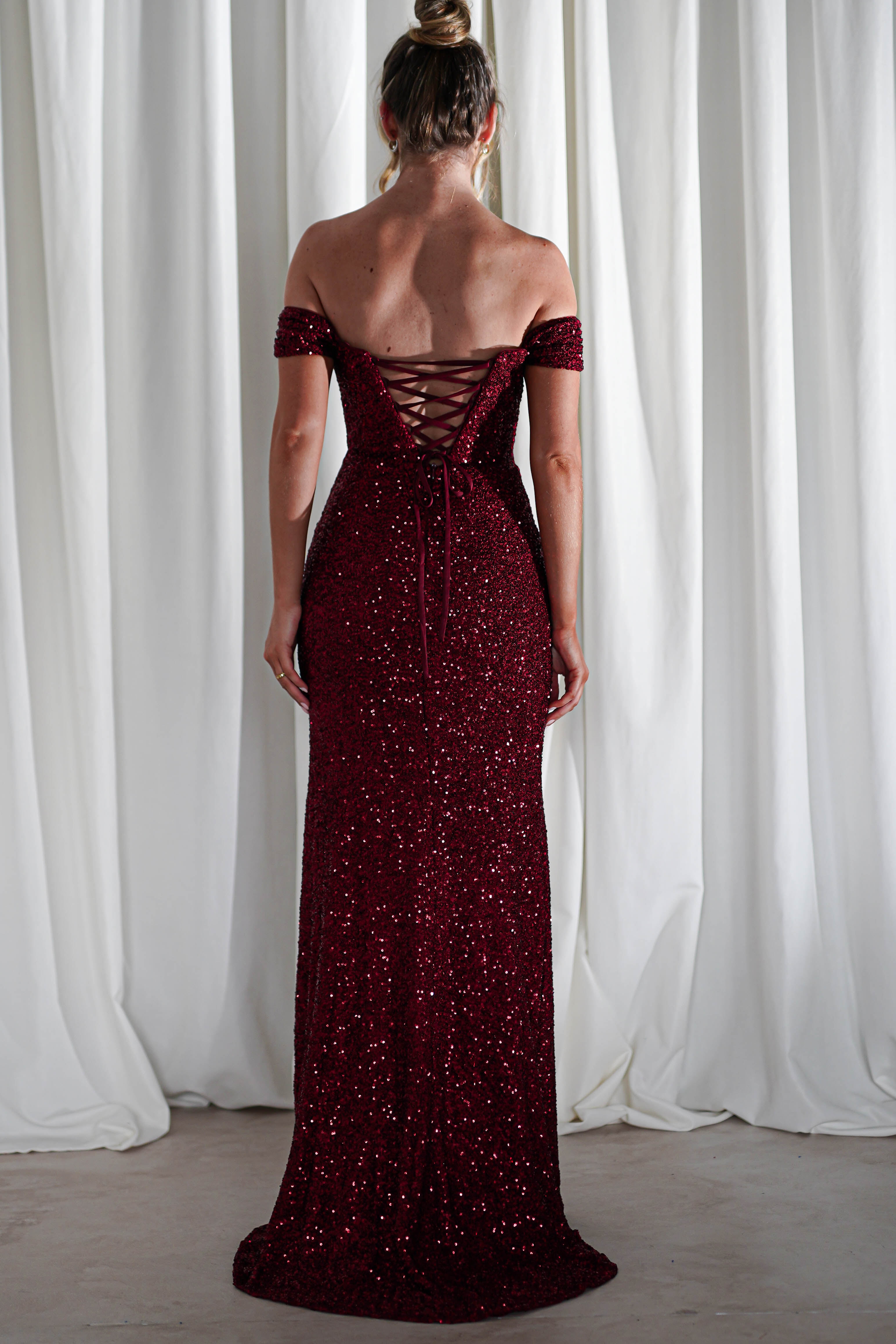 Vilma Sequin Mermaid Gown | Burgundy