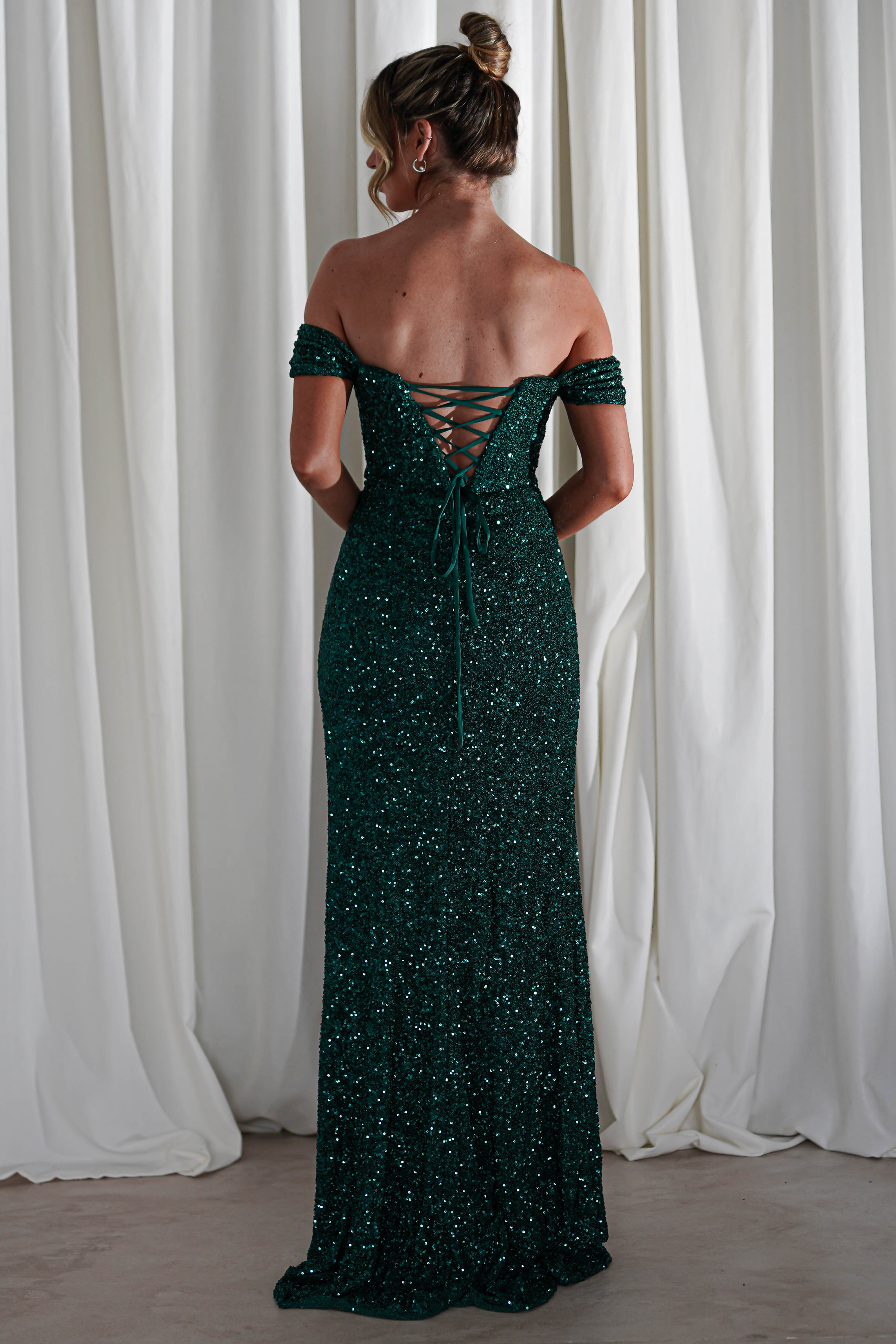 Vilma Sequin Mermaid Gown | Emerald Green