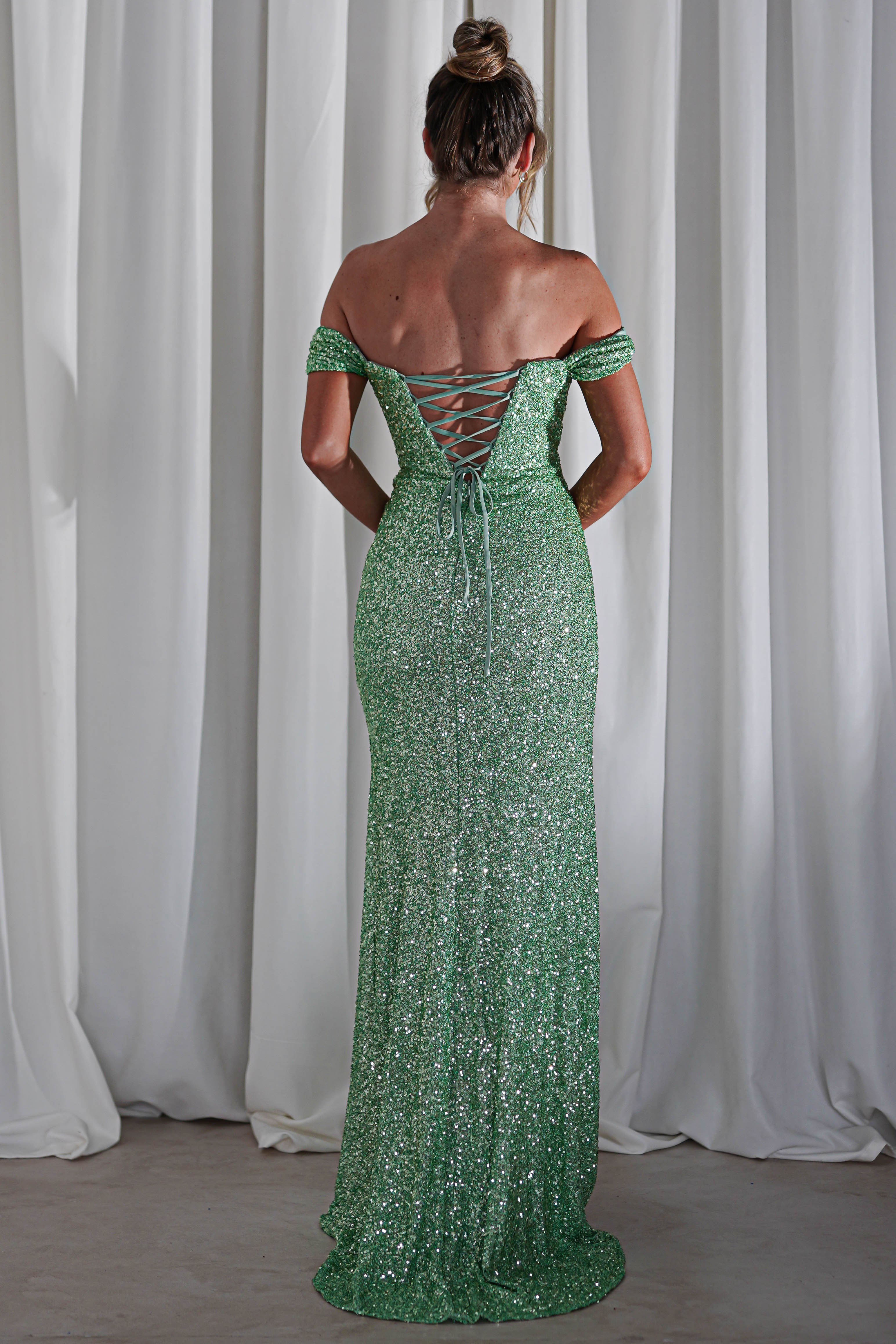 Vilma Sequin Mermaid Gown | Mint Green