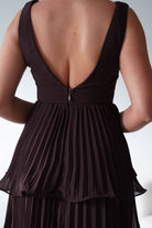 Oh Hello Clothing Women > Clothing > Dresses Vina Tiered Pleated Layered Maxi Dress | Chocolate
