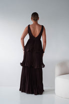 Oh Hello Clothing Women > Clothing > Dresses Vina Tiered Pleated Layered Maxi Dress | Chocolate