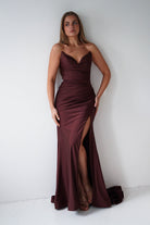 Oh Hello Clothing Dresses > Prom Dresses Visenta Ruched Bodice Strapless Gown | Espresso
