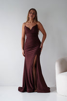 Oh Hello Clothing Dresses > Prom Dresses Visenta Ruched Bodice Strapless Gown | Espresso