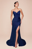 Oh Hello Clothing Dresses Visenta Ruched Bodice Strapless Gown | Navy