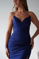 Oh Hello Clothing Dresses > Prom Dresses Visenta Ruched Bodice Strapless Gown | Navy