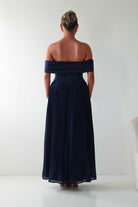 Oh Hello Clothing Dresses Whitney Pleated Off The Shoulder Maxi Dress | Navy