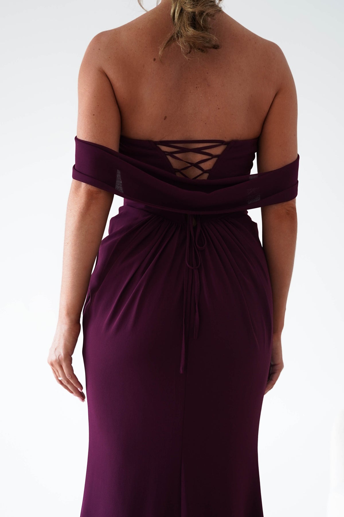 Oh Hello Clothing Women > Clothing > Dresses Willow Bardot Draped Maxi Dress | Wine