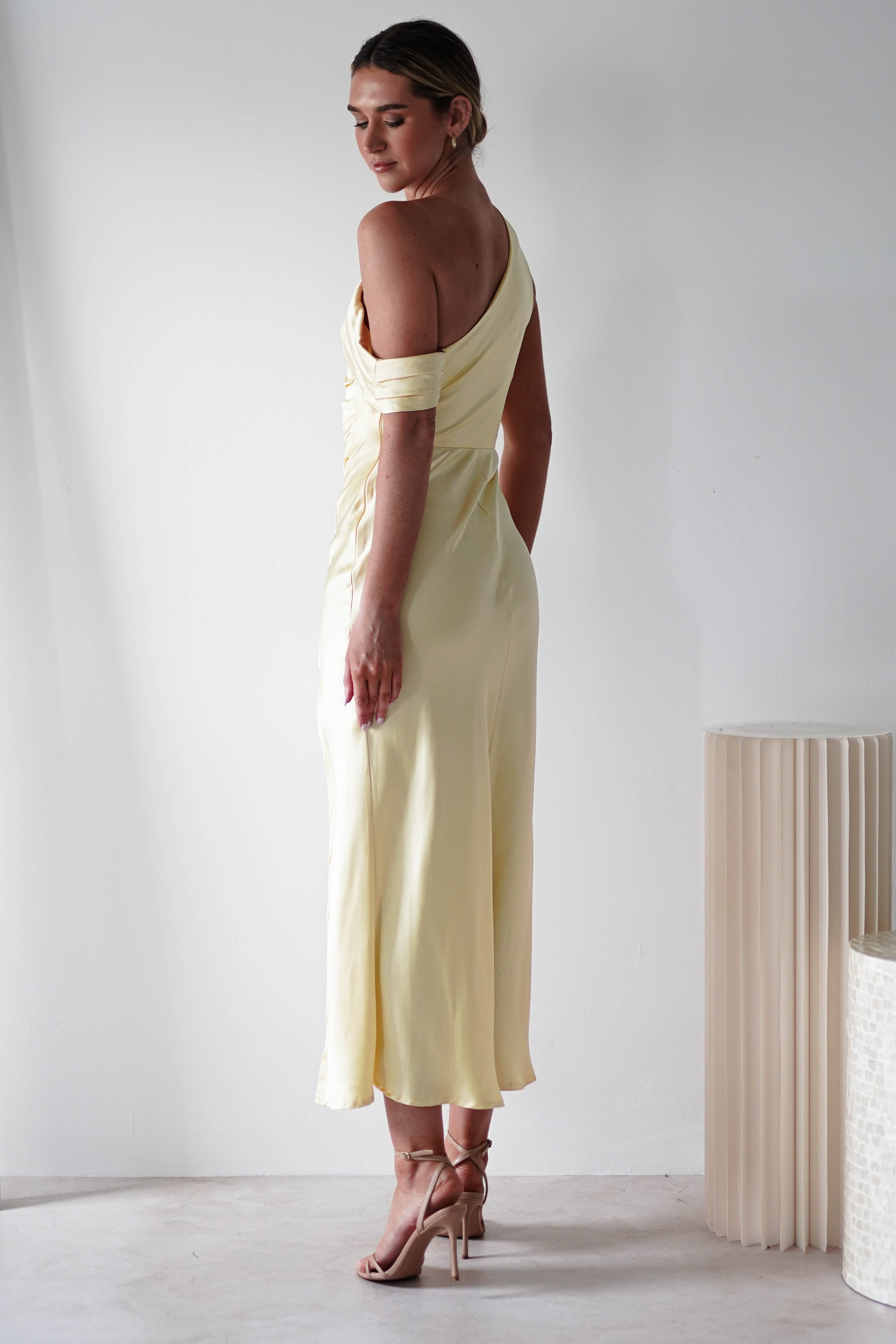 Zeila Soft Satin Maxi Dress | Yellow