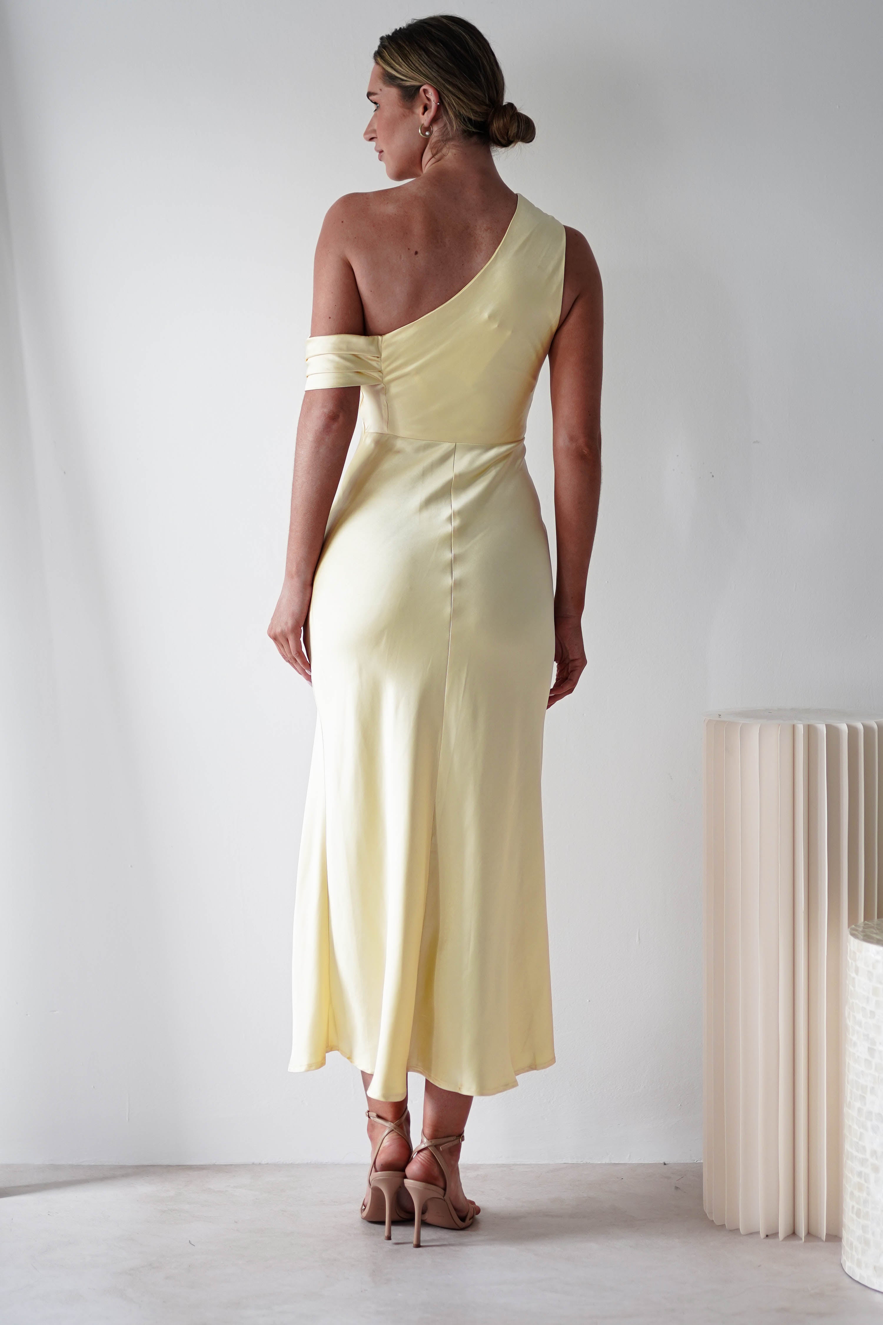 Zeila Soft Satin Maxi Dress | Yellow