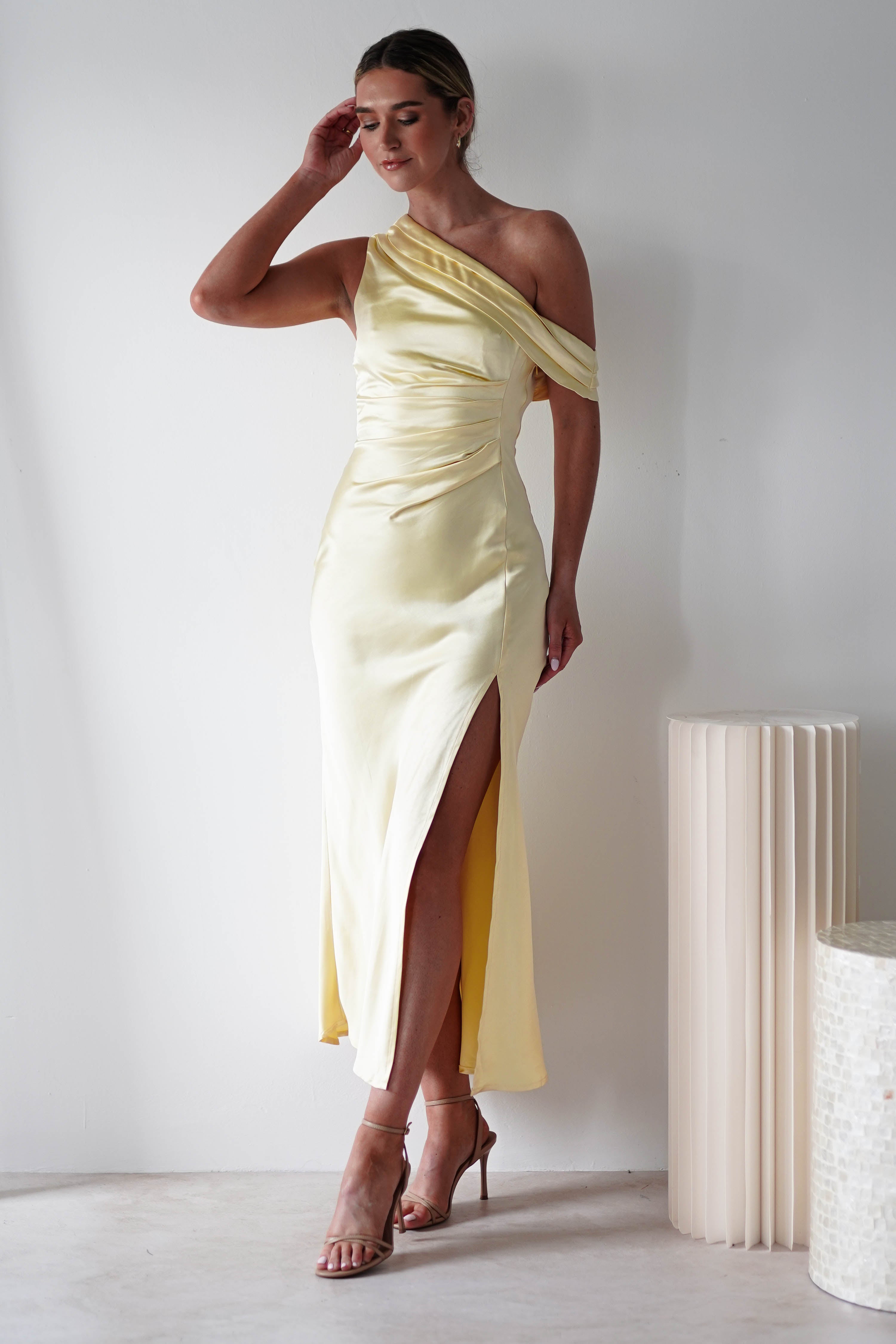 Zeila Soft Satin Maxi Dress | Yellow