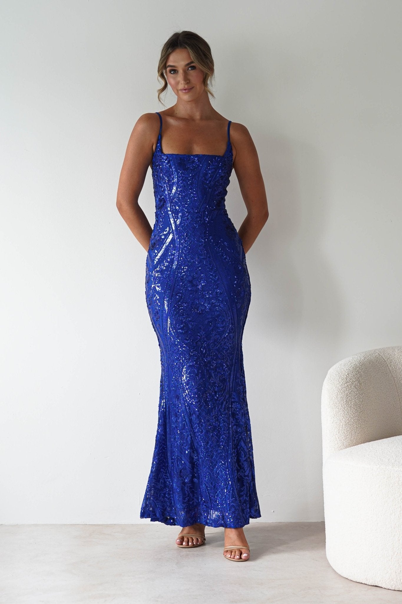 Zerlina Embellished Mermaid Maxi Dress | Royal Blue | Oh Hello Clothing | S (8)