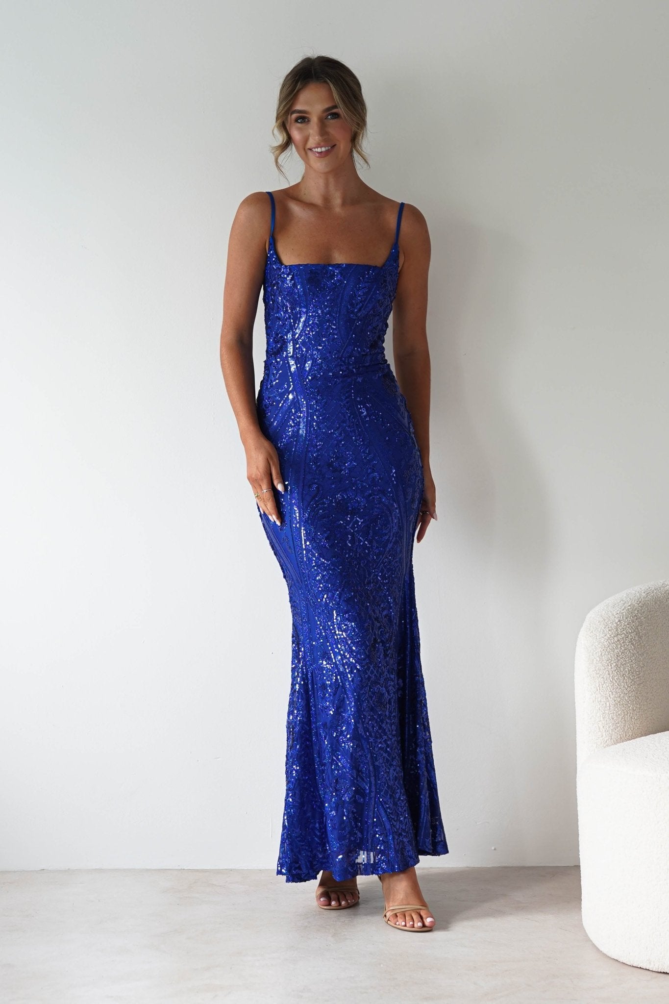 Zerlina Embellished Mermaid Maxi Dress | Royal Blue | Oh Hello Clothing | S (8)