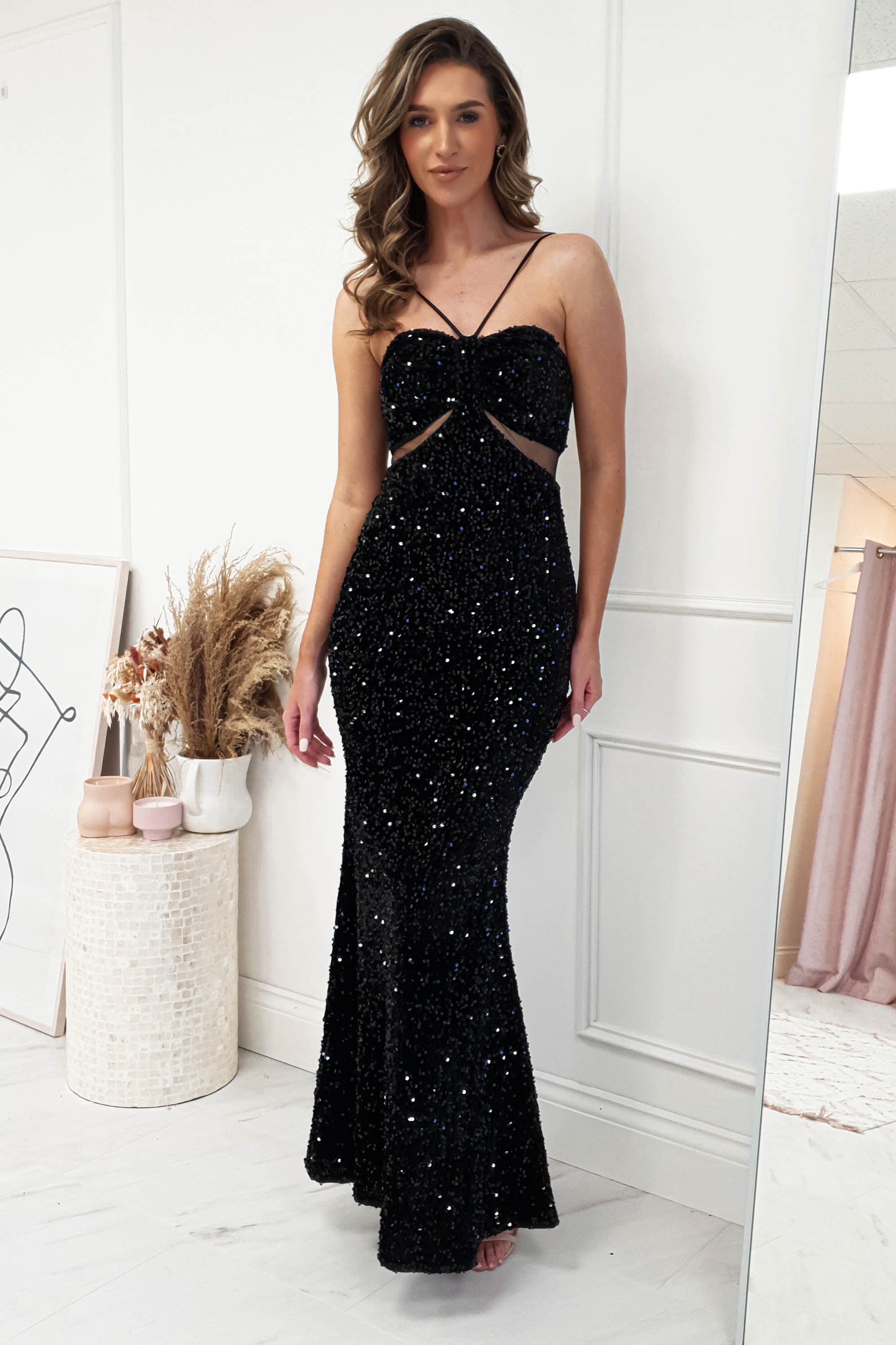Kennedy Sequin Bodycon Gown | Black