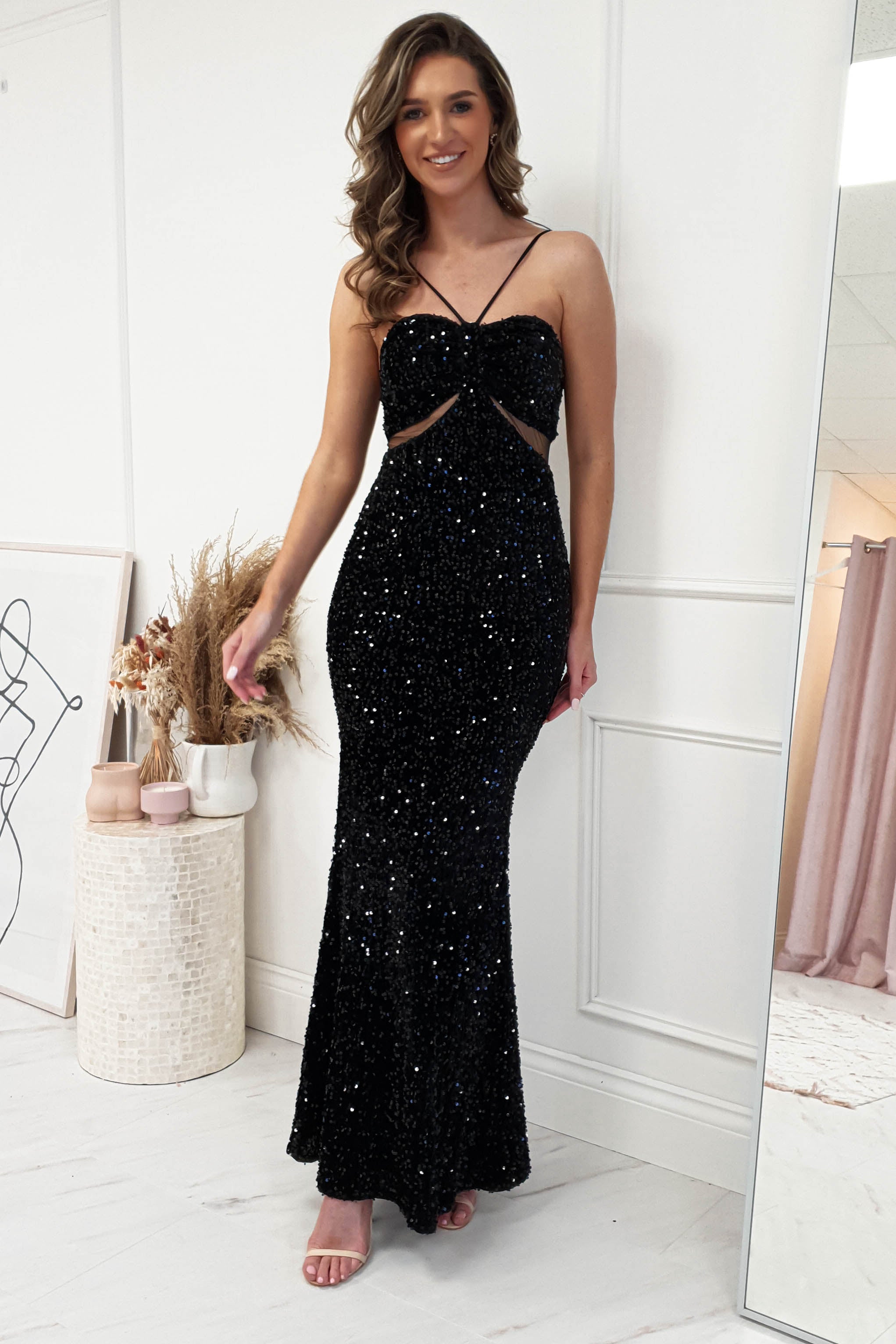 Kennedy Sequin Bodycon Gown | Black
