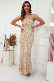 Kennedy Sequin Bodycon Gown | Gold