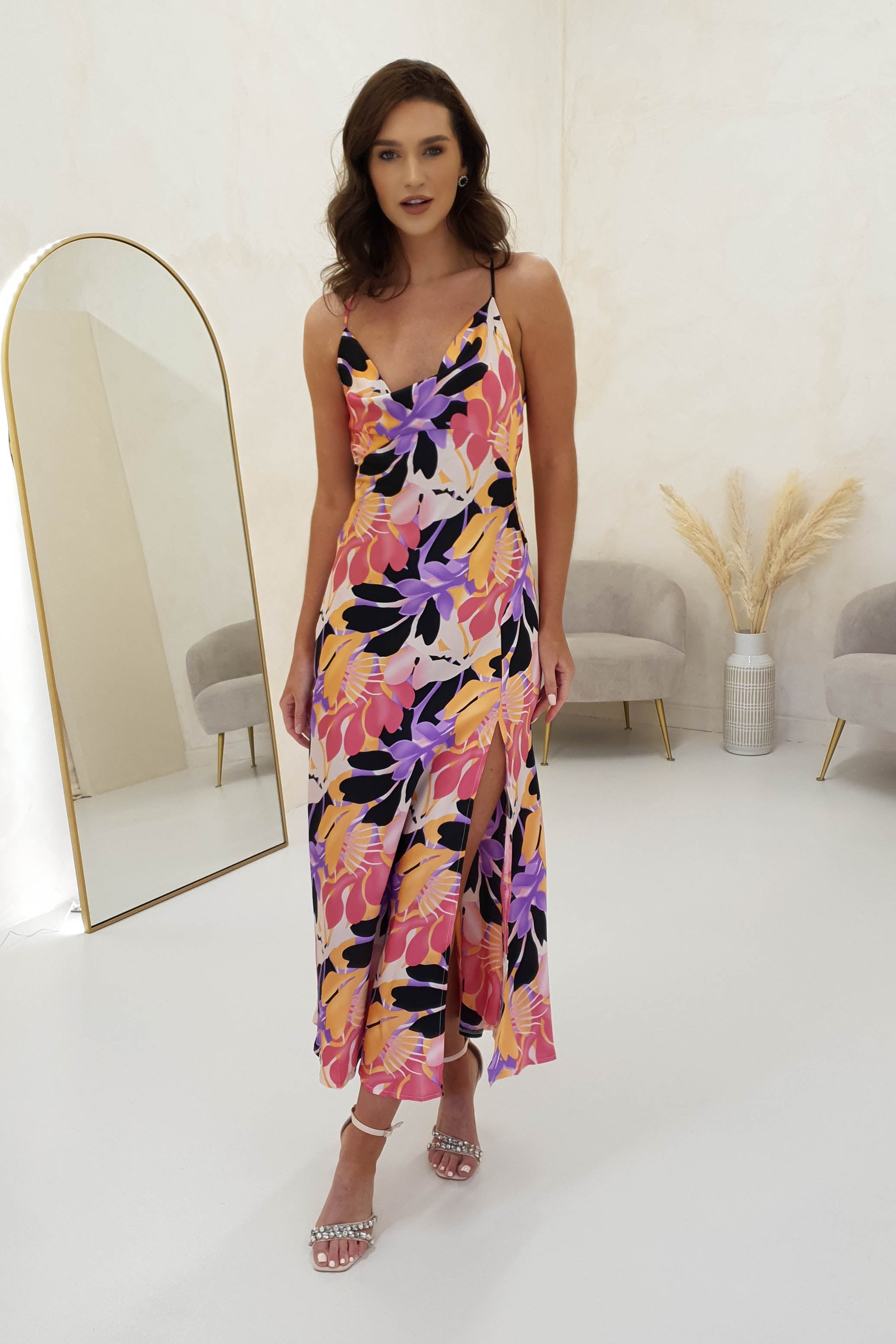 PATLOLLAV Plus Size Midi Dress for Women Fashion Floral Print V