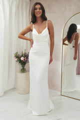 Denissa Long Bow Back Gown | White