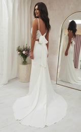 Denissa Long Bow Back Gown | White