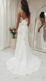 Denissa Long Bow Back Gown | White
