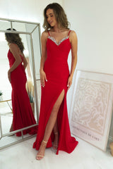 Zoulene Diamante Neckline Gown | Red