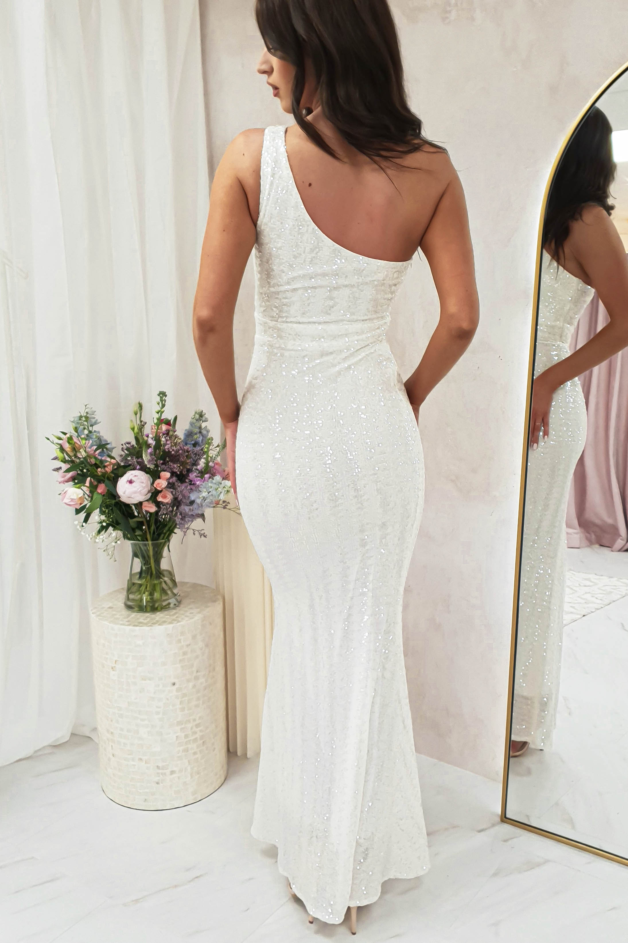 Chastine Sequin Gown | White