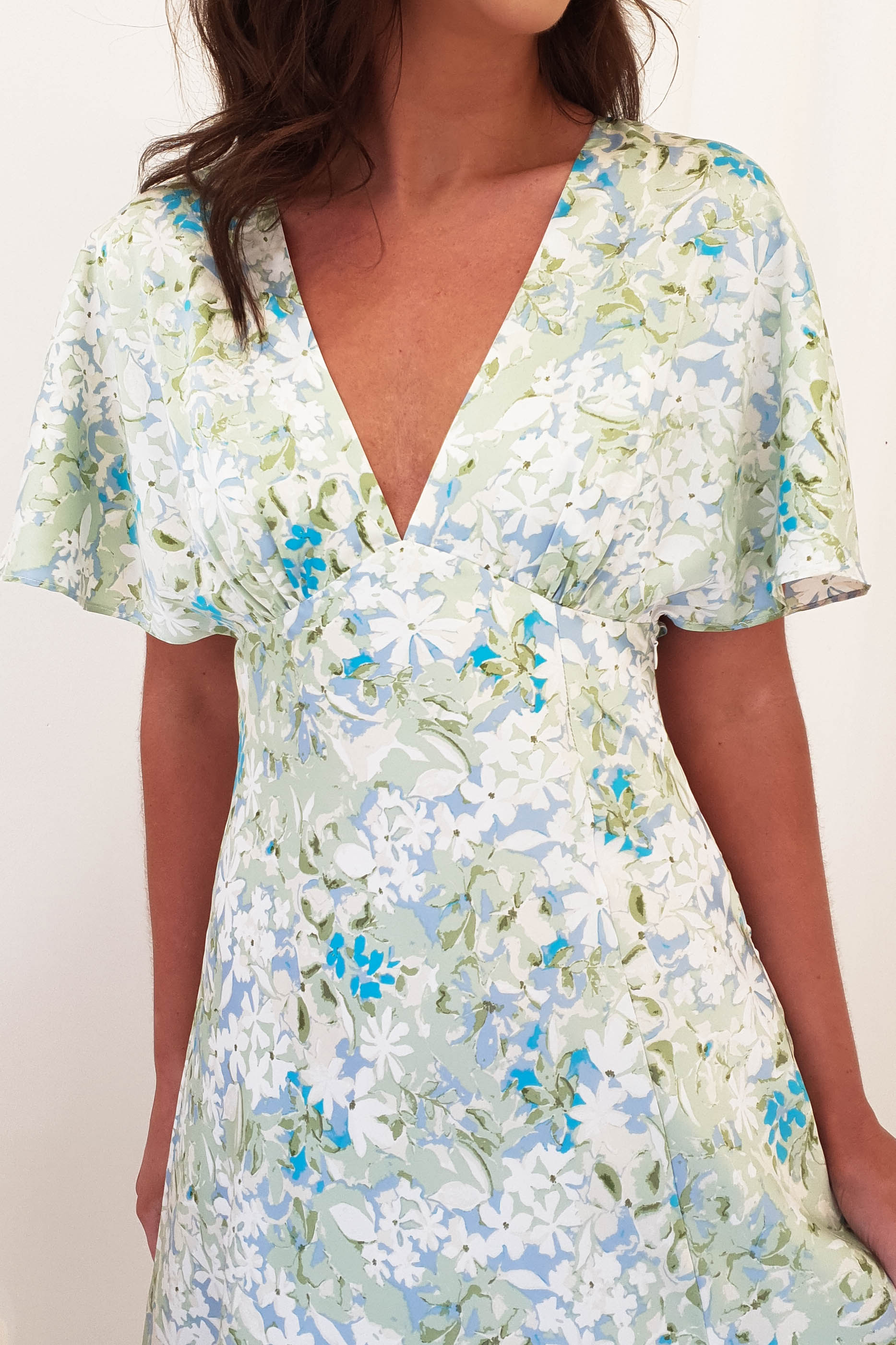 Ashtina Floral Midi Midi Dress | Light Green