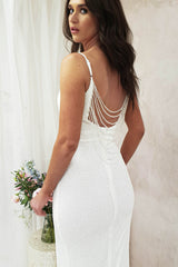 Kiana Sequin Beaded Back Gown | White