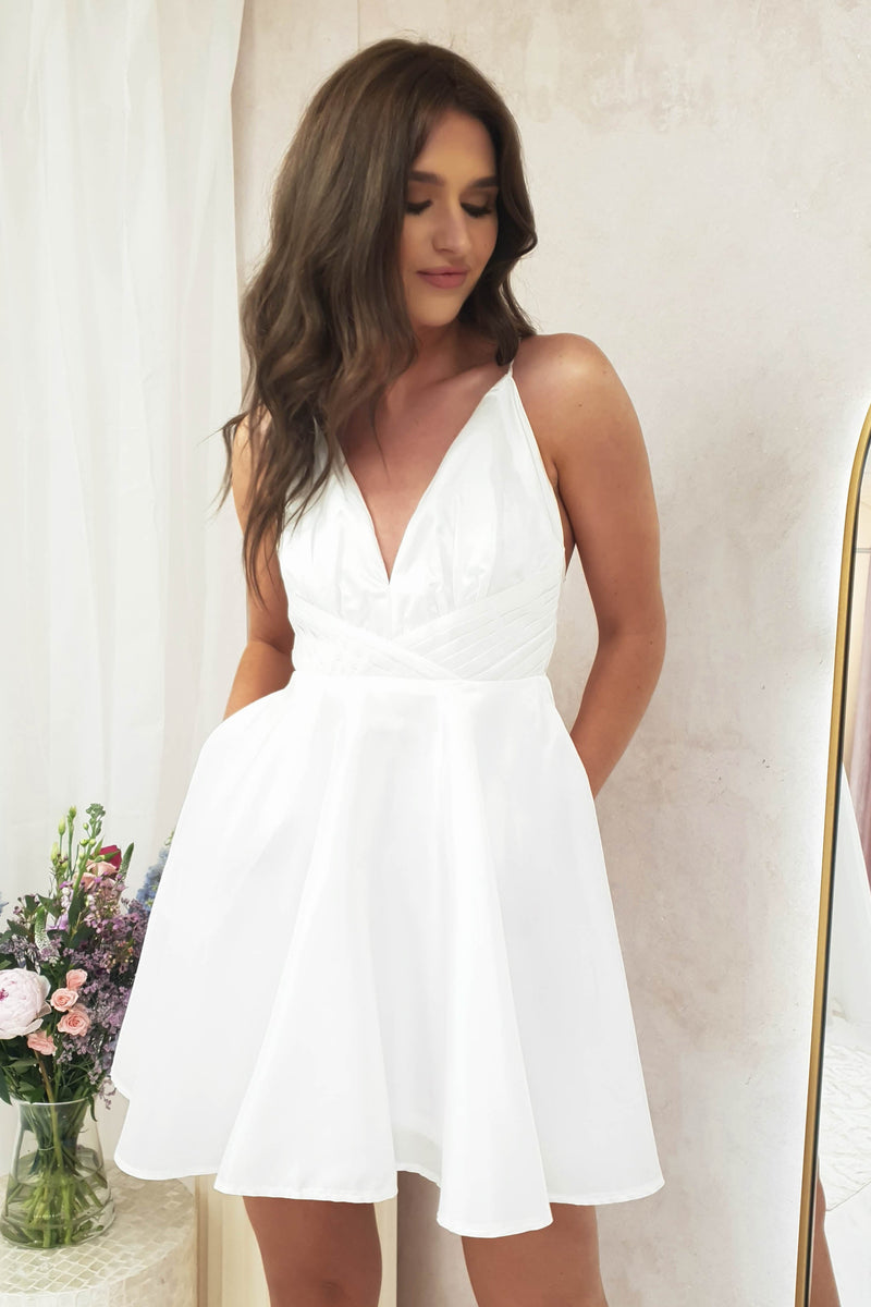 Pasha Satin Mini Dress | Ivory