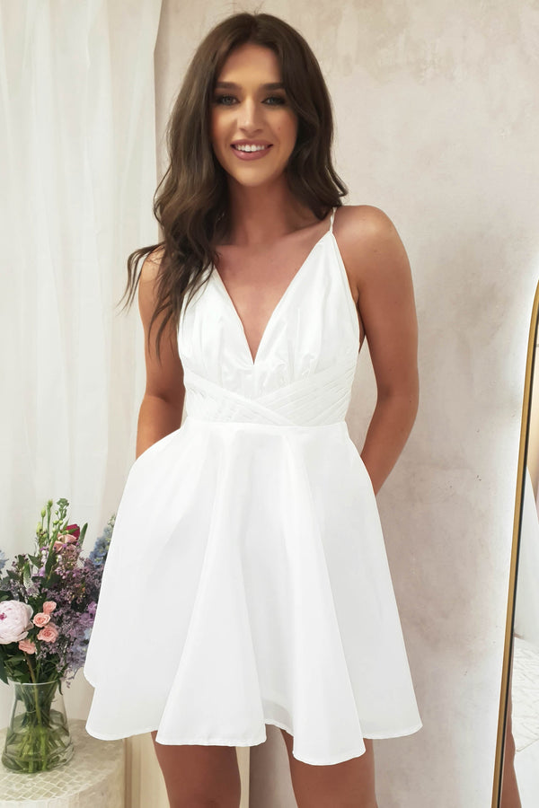 Pasha Satin Mini Dress | Ivory