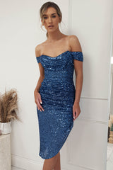 Sierra Sequin Midi Dress | Lapis Blue