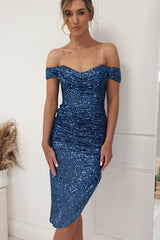 Sierra Sequin Midi Dress | Lapis Blue